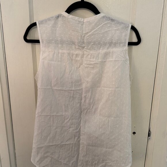 Lauren Conrad Sleeveless Blouse Women’s Medium White Pleated Bow Front Top Sheer - Picture 2 of 3